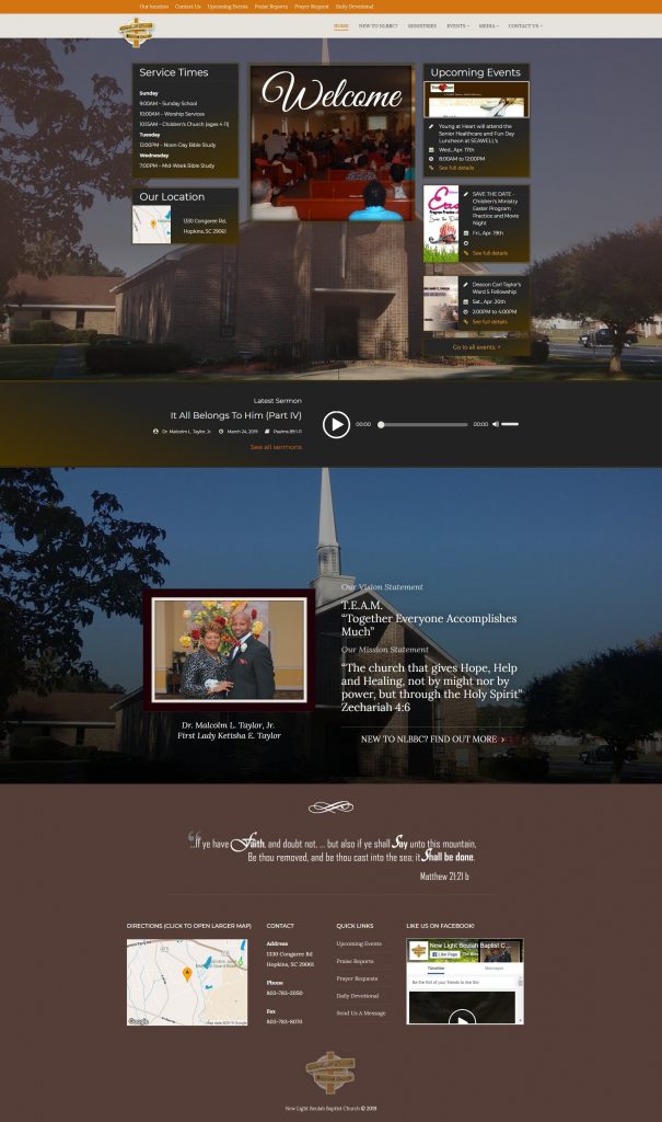 Church Web Design – New Light Beulah Baptist Church