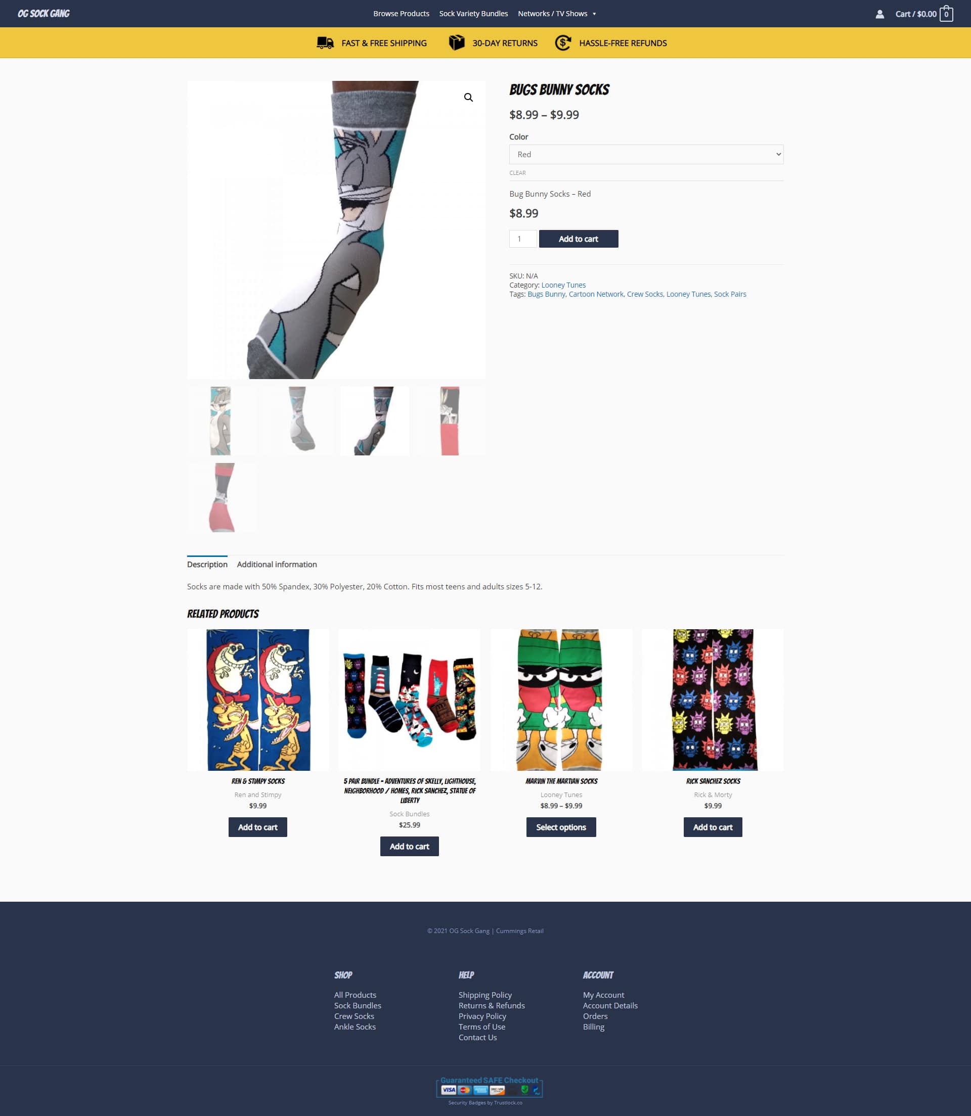Ecommerce Web Design Product Page - OG Sock Gang